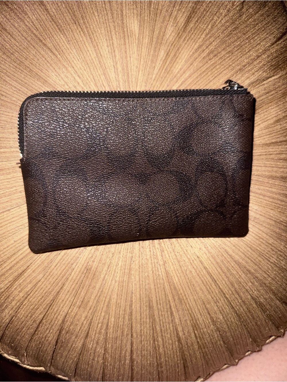 Coach Brown Signature Zip Pouch